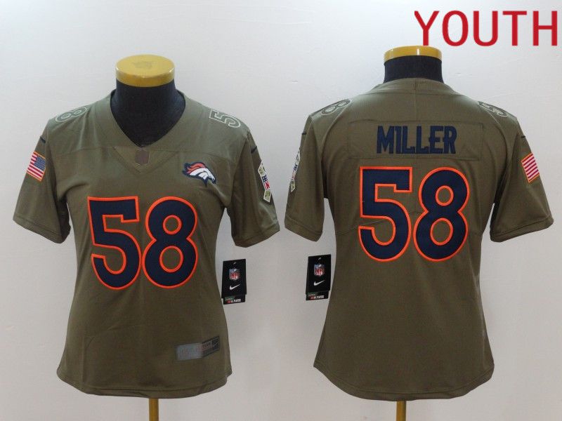 Youth Denver Broncos 58 Miller black Nike Olive Salute To Service Limited NFL Jersey